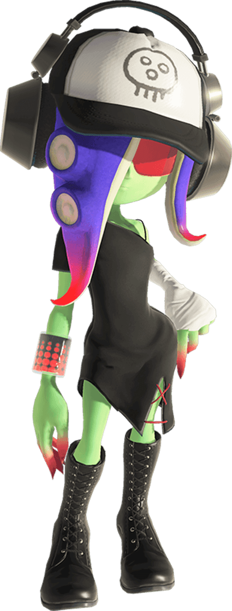 Official render of Acht, also known as Dedf1sh, from Splatoon 3 Side Order